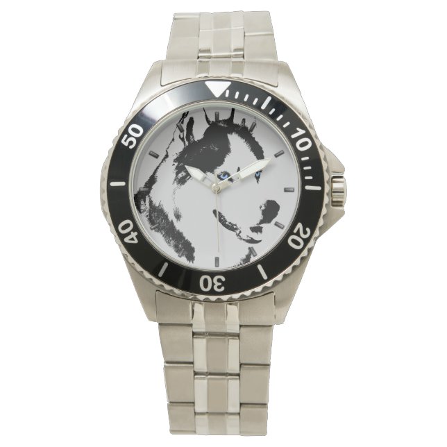 Husky Watch Siberian Husky Malamute Wrist Watch Armbanduhr (Vorderseite)