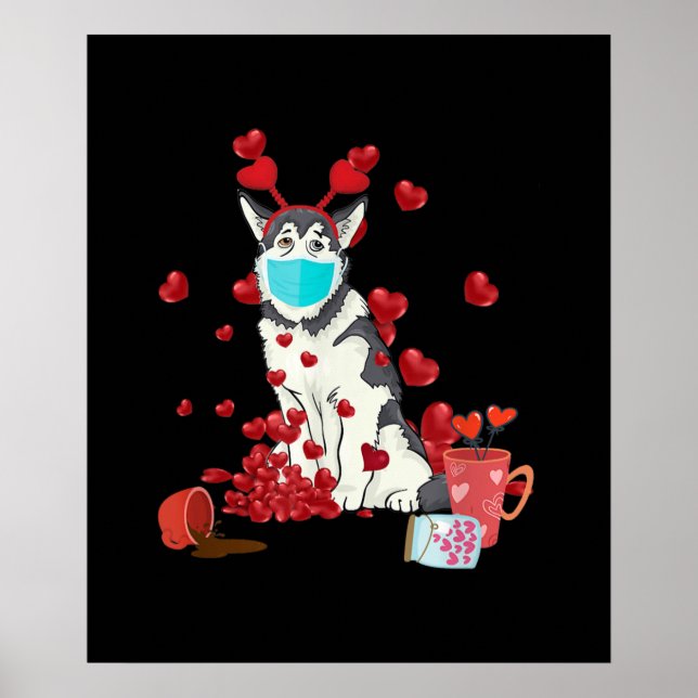 Husky Wear Face Mask Valentines Day Gift Poster (Vorne)