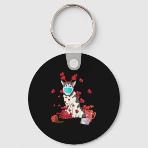 Husky Wear Face Mask Valentines Day Gift Schlüsselanhänger