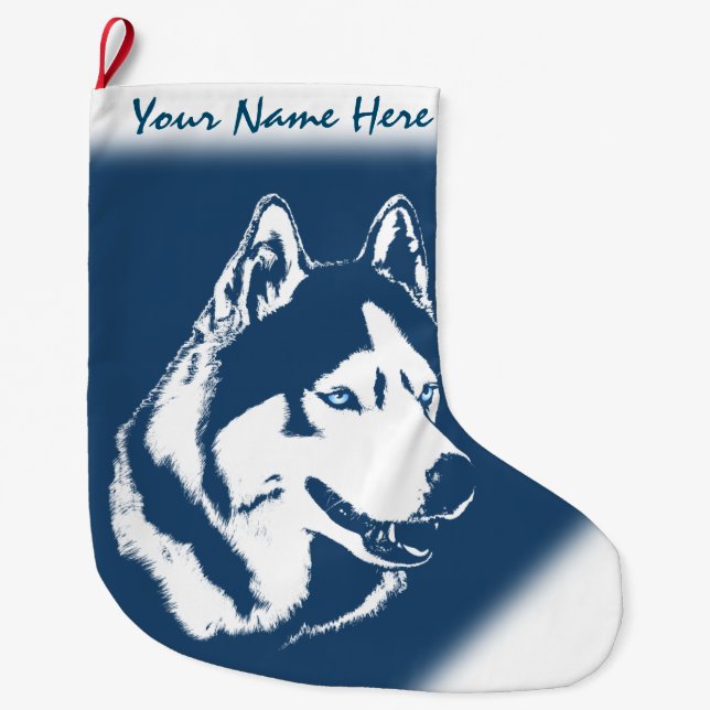 Husky Weihnachten Strumpf Personalisiert Hund Stru Großer Weihnachtsstrumpf (Vorderseite)
