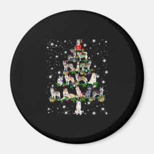 Husky Weihnachtsbaum mit leuchtendem Licht bedeckt Magnet