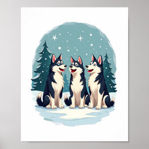 Husky Weihnachtschor Poster