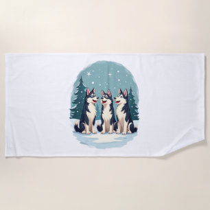 Husky Weihnachtschor Strandtuch