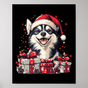 Husky Weihnachtsmannmütze Weihnachten Weihnachten  Poster