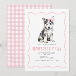 Husky-Welpen-Preppy-Karotten-Geburtstagseinladung Einladung