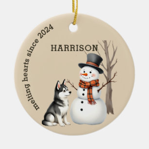 Husky-Welpenherz-Schmelze Custom Keepake Keramik Ornament