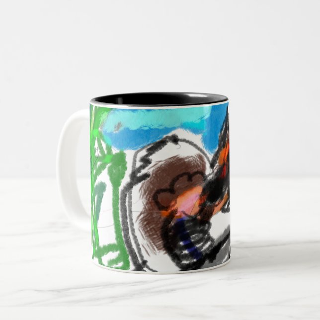 Husky Winter Zweifarbige Tasse (Vorderseite Links)