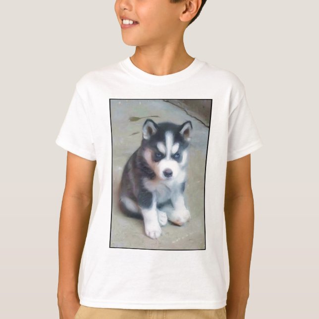 Huskywelpenkunst T-Shirt (Vorderseite)