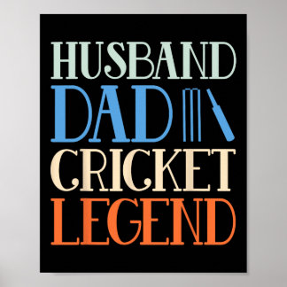 Husnd Dad Cricket Legend - Funny Cricket Player Co Poster
