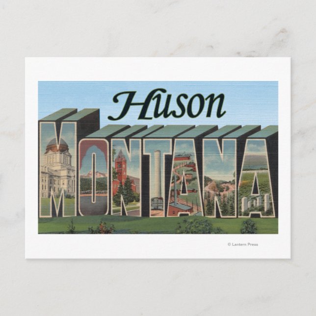 Huson, MontanaGroße BuchstabenszenenHuson, MT Postkarte (Vorderseite)