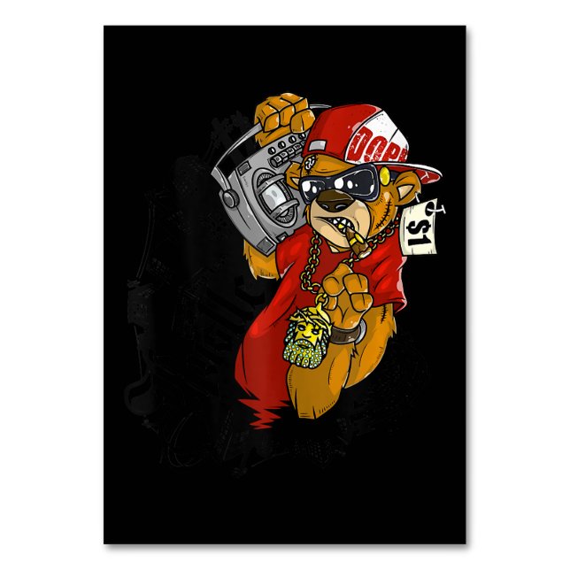 Hustel Hard Hip Hop Teddy Bären Gangster Rap Tischnummer (Vorderseite)