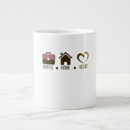 Hustel, Zuhause, Herz: Motivierend Komfort-Design Jumbo-Tasse