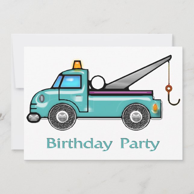 Husten-Schleppwagen Geburtstag Einladung (Vorderseite)