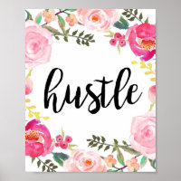 Hustle, Art Imprimé, Poster Motivationnel, Bureau