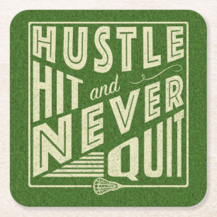 Hustle Hit und nie beenden Lacrosse Rechteckiger Pappuntersetzer