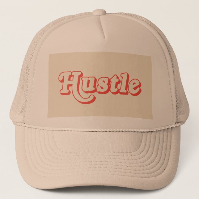 Hustle Trucker Mütze | Retro-Typografie-Basecap | (Vorderseite)