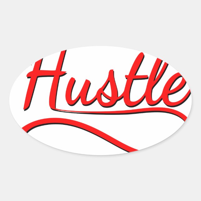 Hustle Typografy Art Ovaler Aufkleber (Vorderseite)