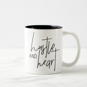 HUSTLE UND HERZ Moderne schicke Hand schwarz gesch Zweifarbige Tasse