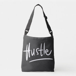Hustle White Typografie Tragetaschen Mit Langen Trägern