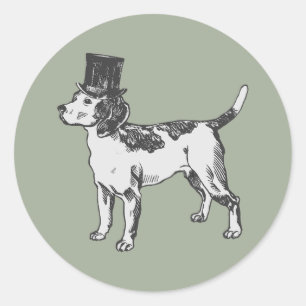Hut Beagle Hund exzentrisch whimsical Runder Aufkleber