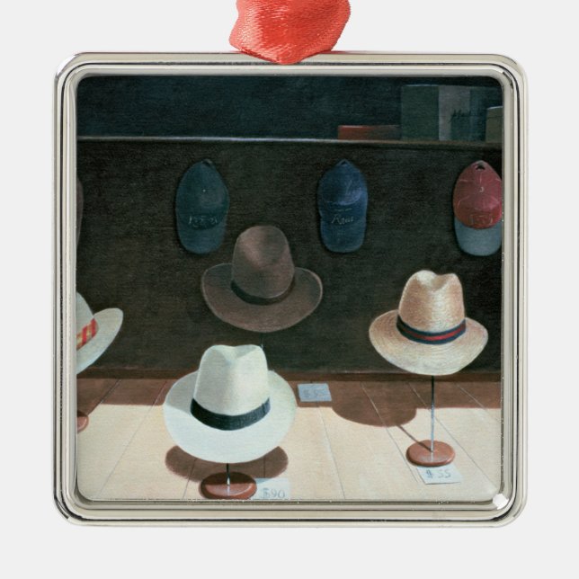 Hut-Geschäft 1990 Silbernes Ornament (Vorne)