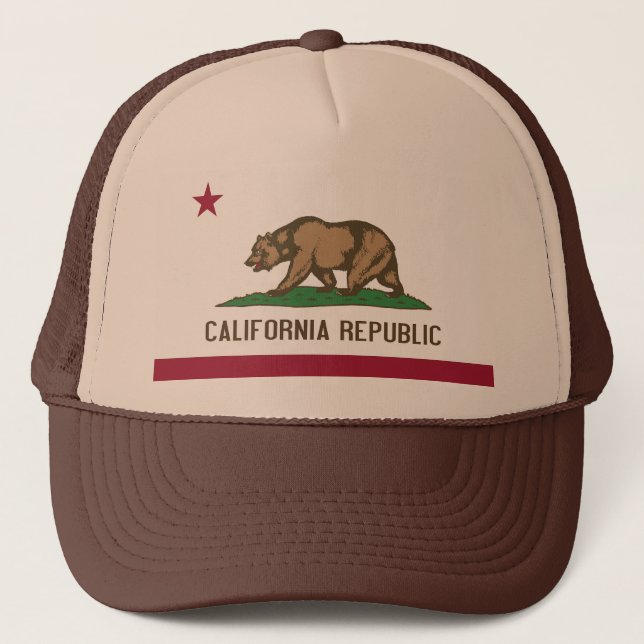 Hut mit Flagge von Kalifornien Staat - USA Truckerkappe (Vorderseite)