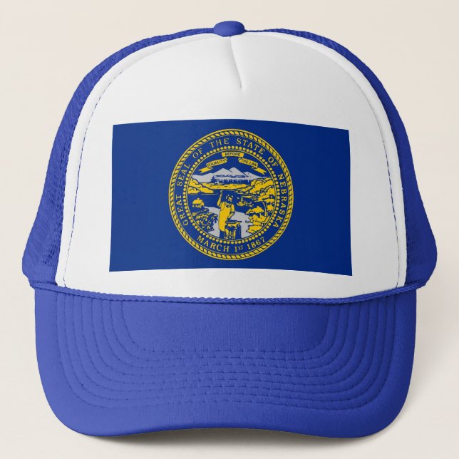 Hut mit Flagge von Nebraska Staat - USA Truckerkappe (Vorderseite)