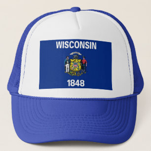 Hut mit Flagge von Wisconsin Staat - USA Truckerkappe