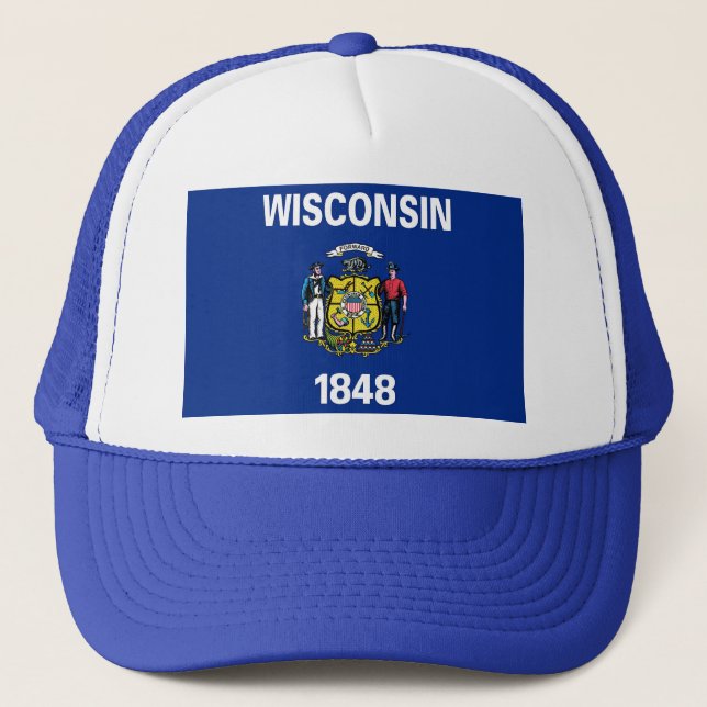 Hut mit Flagge von Wisconsin Staat - USA Truckerkappe (Vorderseite)