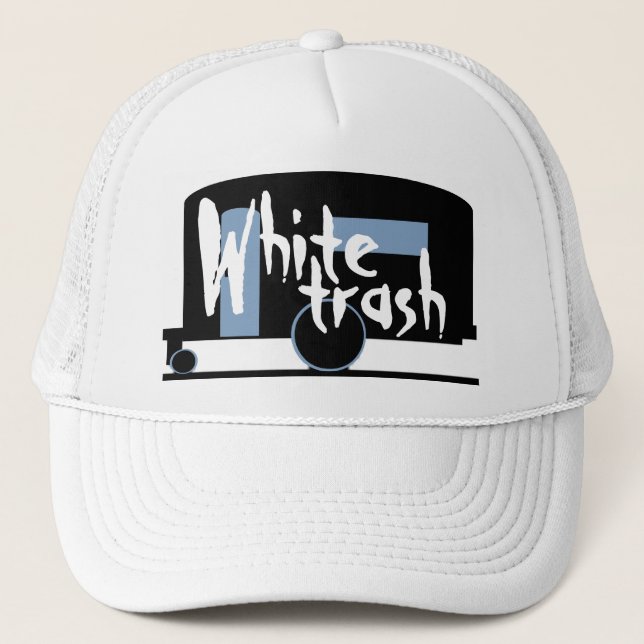 Hut-Reise-Anhänger-trinkender Kappen-White Trash Truckerkappe (Vorderseite)