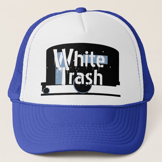 Hut-Reise-Anhänger-trinkender Kappen-White Trash Truckerkappe (Vorderseite)