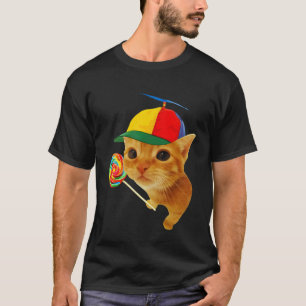 Hut Süße Alberne Katze mit Lutscher Meme Liebhaber T-Shirt