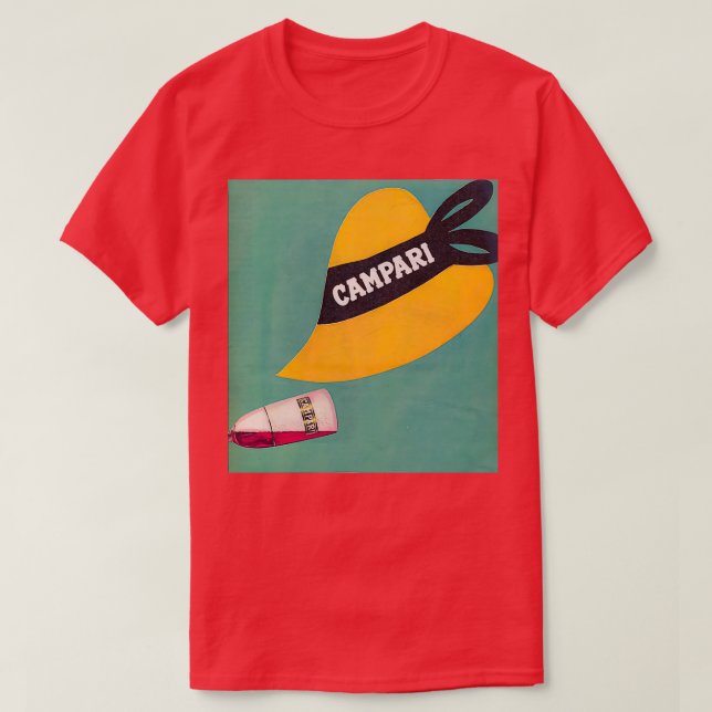 Hut und Flasche Campari Poster T-Shirt (Design vorne)
