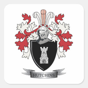 Hutchins-Familienwappen-Wappen Quadratischer Aufkleber