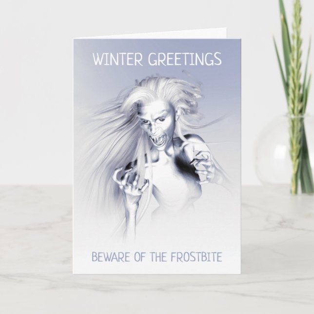 Hüte dich vor dem Erfrierungstod. Eisvampir Karte (Vorderseite)