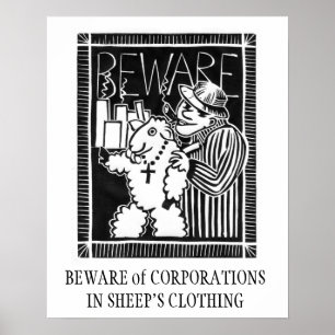 Hüte dich vor Unternehmen in Schafskleidern Poster