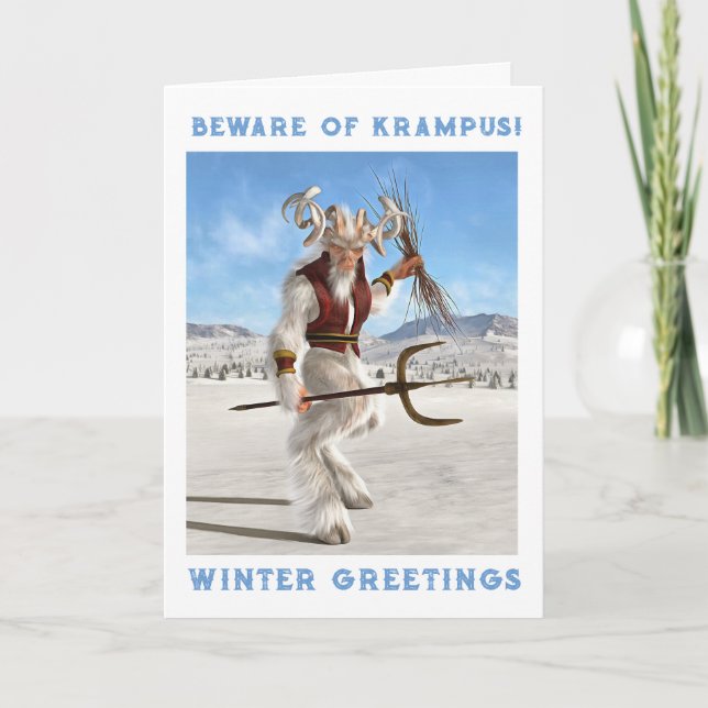 Hütet euch vor dem Krampus! Gefaltet Karte (Vorderseite)