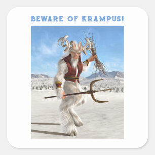 Hütet euch vor Krampus! Quadratischer Aufkleber