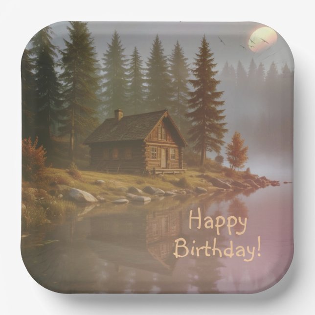 Hütte am See Pappteller (Vorderseite)