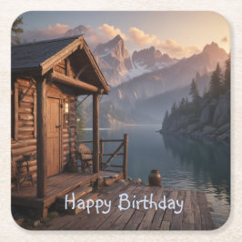 Hütte am See Rechteckiger Pappuntersetzer