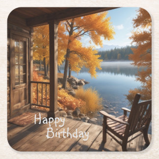 Hütte am See Rechteckiger Pappuntersetzer