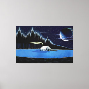 "Hütte am See" Stretched Canvas Print. Leinwanddruck