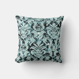 Hütte Aquamarine Aquatic Damask Blue Lux Sequin Kissen