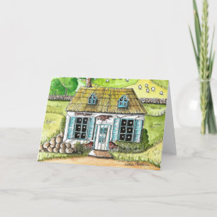 Hütte Art, Tinte und Aquarellmalerei Drucken Karte