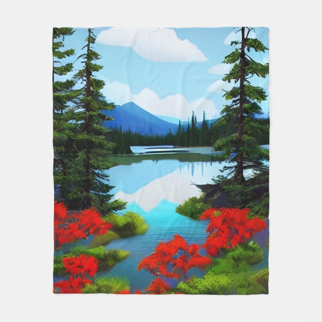 Hütte Aussicht auf den See Fleecedecke (Vorderseite)