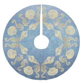 Hütte Beach Imitate Metallische Blue Gold Sea Musc Polyester Weihnachtsbaumdecke
