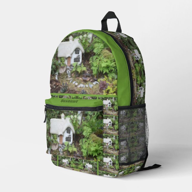 Hütte Blumengarten Malerei Personalisiert Bedruckter Rucksack (Rückseitige Ecke Rechts)