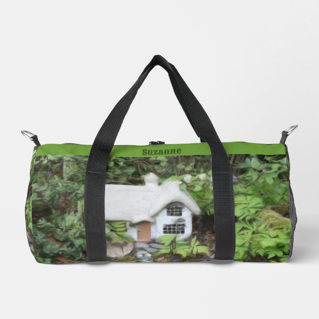 Hütte Blumengarten Malerei Personalisiert Duffle Bag (Vorderseite)