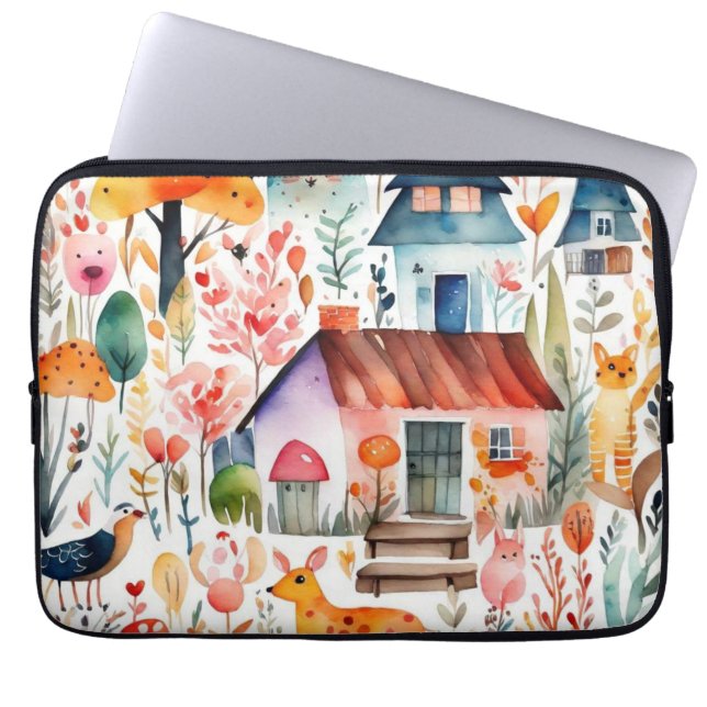 Hütte Blumenhaine Laptopschutzhülle (Vorderseite)