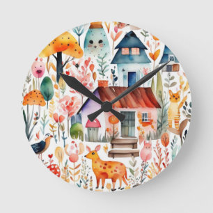 Hütte Blumenhaine Runde Wanduhr